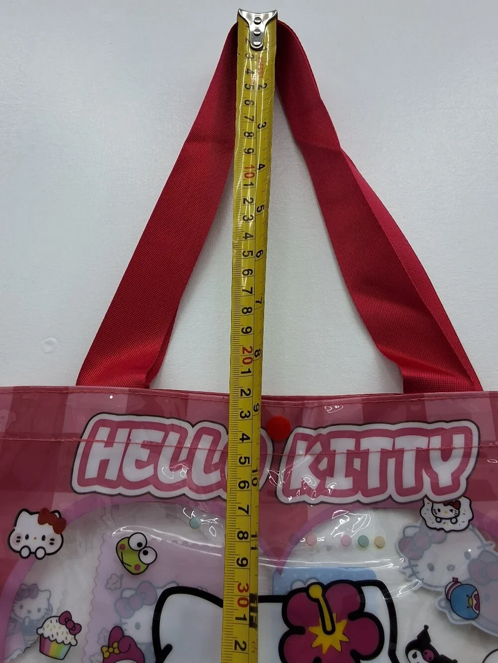 Hello Kitty Mini Clear PVC Tote Bag Kawaii Shoulder Bag Snap Closure, New